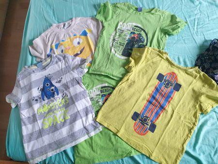 5 T-Shirts Gr. 116/122/128, Sommer, gebraucht, cooler Style