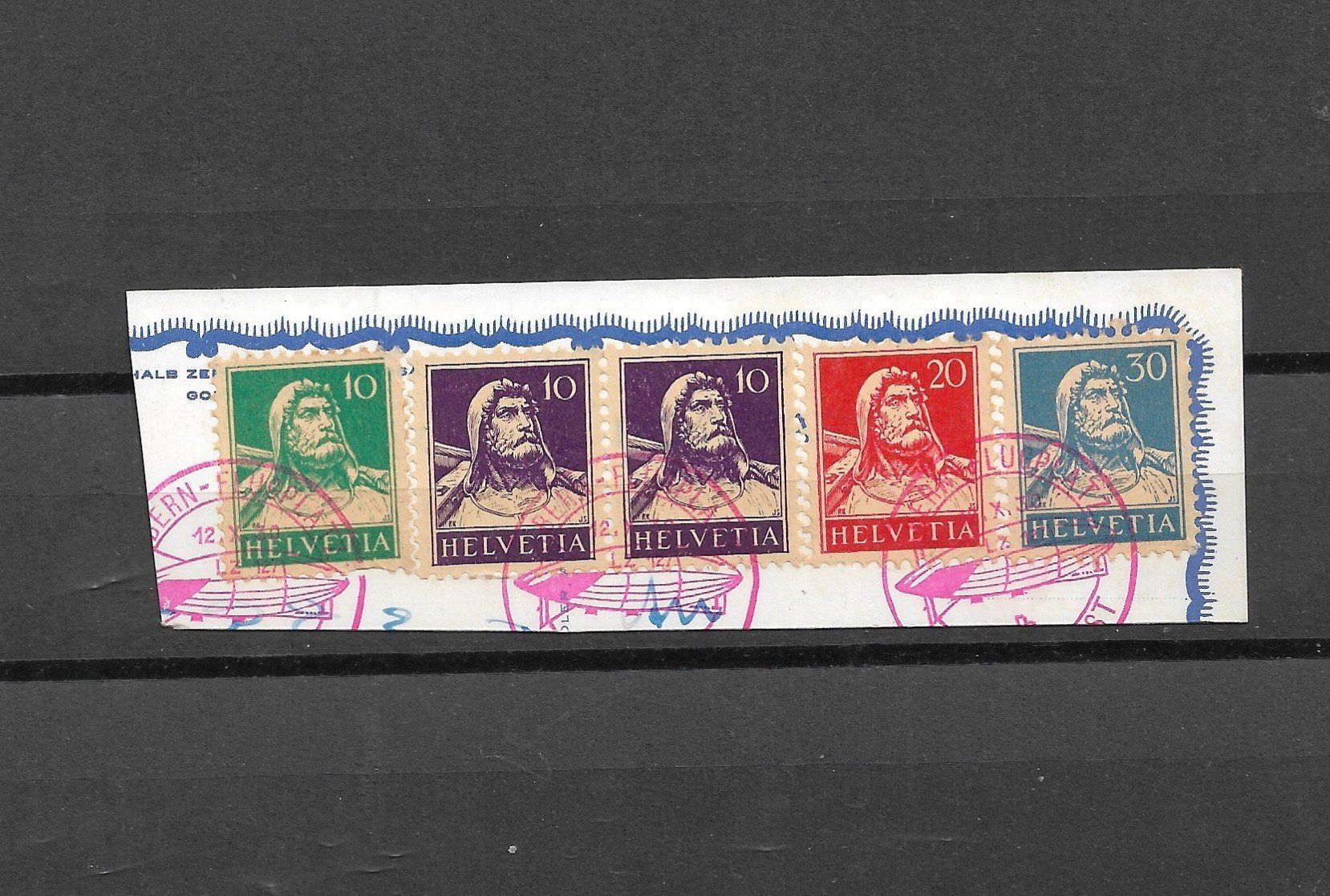 Alle Briefmarken: Zeppelinstempel; 12.10.1930; dreimal auf Postkartenstück – Gebraucht aus Sirnach von Melisangi