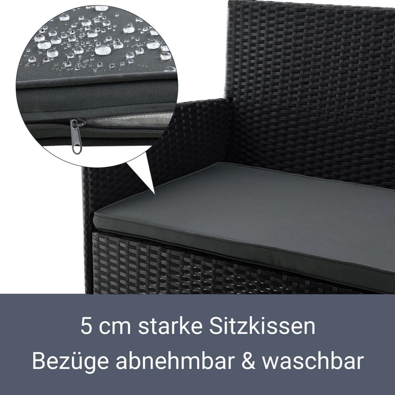 Set di tavolo e panche: Polyrattan Gartenmöbel-Set Schwarz Gartenmöbel – Nuovo e nell'imballaggio originale da Wallenwil venduto da toesstal-vertrieb 6