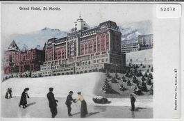 St. Moritz - Grand Hotel im Winter - animee - Litho
