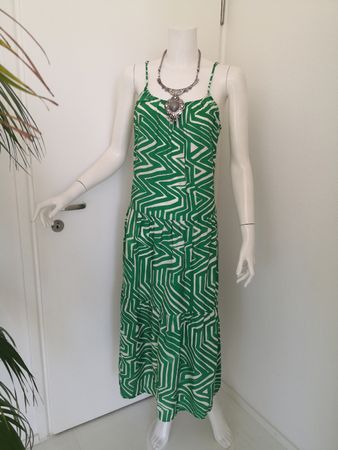 🤩 MANGO MAXI-KLEID WEISS-GRÜN