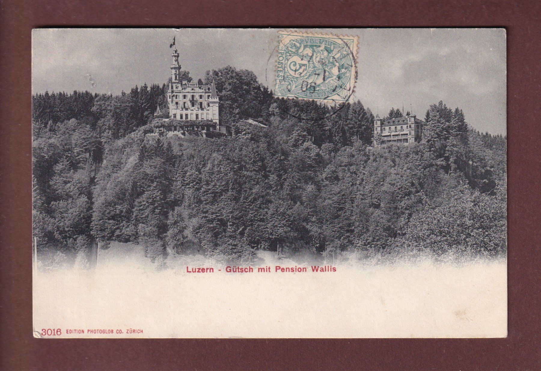Ansichtskarten: LUZERN - Gütsch - Pension Wallis - 1906 – Gebraucht aus Pully von nicecards-shop