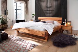 Balkenbett UNIKA Wildeiche massiv 160 x 200 cm