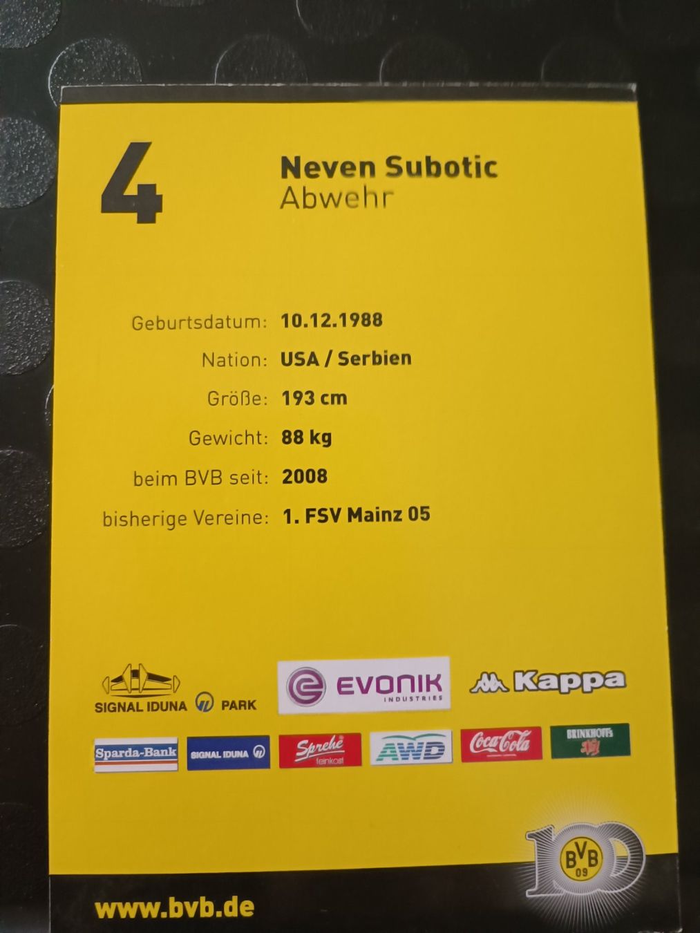 Autografi: Neben Subotic - handsigniert BVB - Borussia Dortmund – Usato da Menziken venduto da Artographs 1