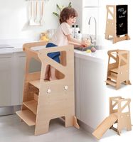 Montessori Lernturm 4-in-1 mit Rutsche Kreidetafel höhenvers