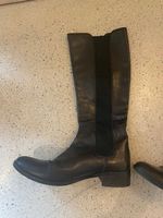 Damen Stiefel Leder schwarz mit Stretch, Gr. 38, wie neu