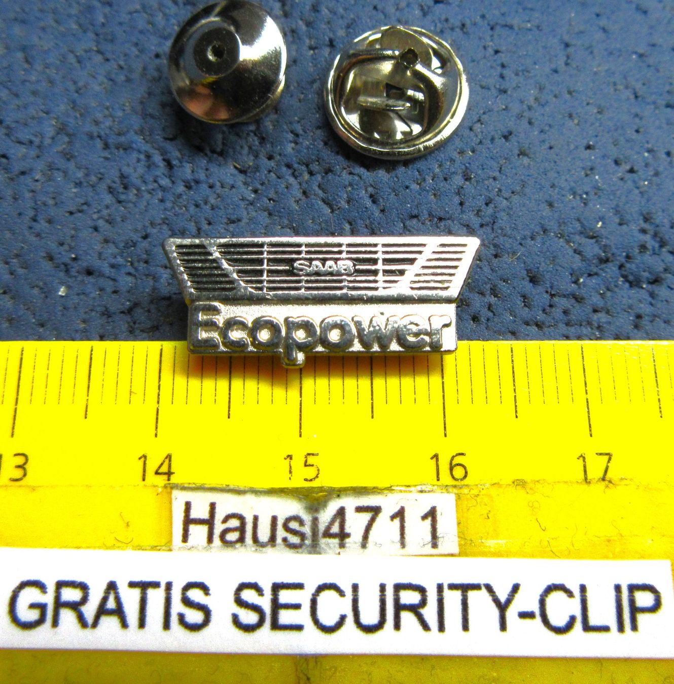 Saab Placchette & Badge: SAAB ECOPOWER AUTO PIN GEPRÄGT SILBRIG – Usato da Ettingen venduto da Hausi4711