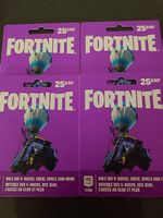 4 cartes Fortnite  d'une valeur de 25 CHF chacune