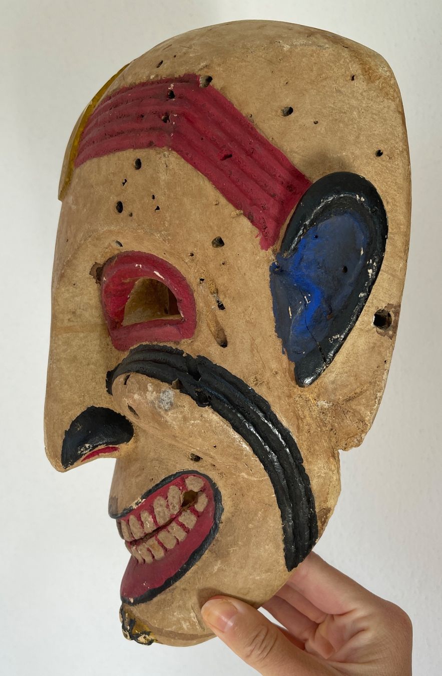 Skulpturen & Statuen: seltene alte Holz Maske Herkunft unbekannt 29 cm – Gebraucht aus Rüthi (Rheintal) von Kunsthaus777 6