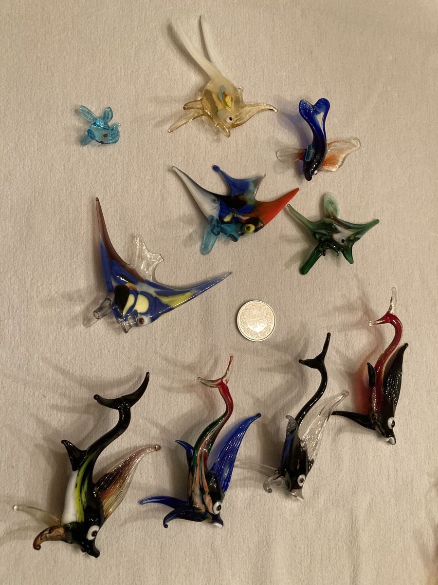 Murano Statuette: Mini Glas Fische Murano 15 Teile – Usato da Rickenbach Sulz venduto da bea_7ssd