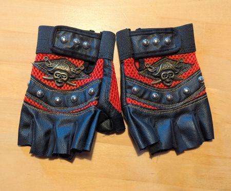 Halbfinger Biker-Handschuhe mit Totenkopf