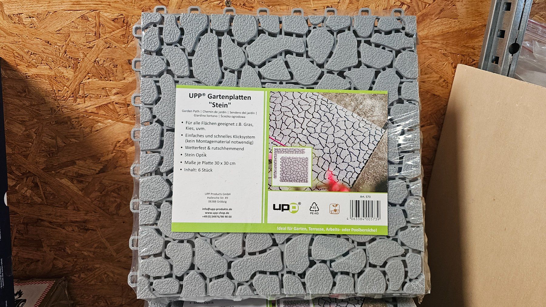 Rivestimenti per pavimenti: 6 Pack UPP Gartenplatten, Stein-Optik, 30 x 30 cm – Nuovo e nell'imballaggio originale da Koppigen venduto da Bracher_Mail-House 6