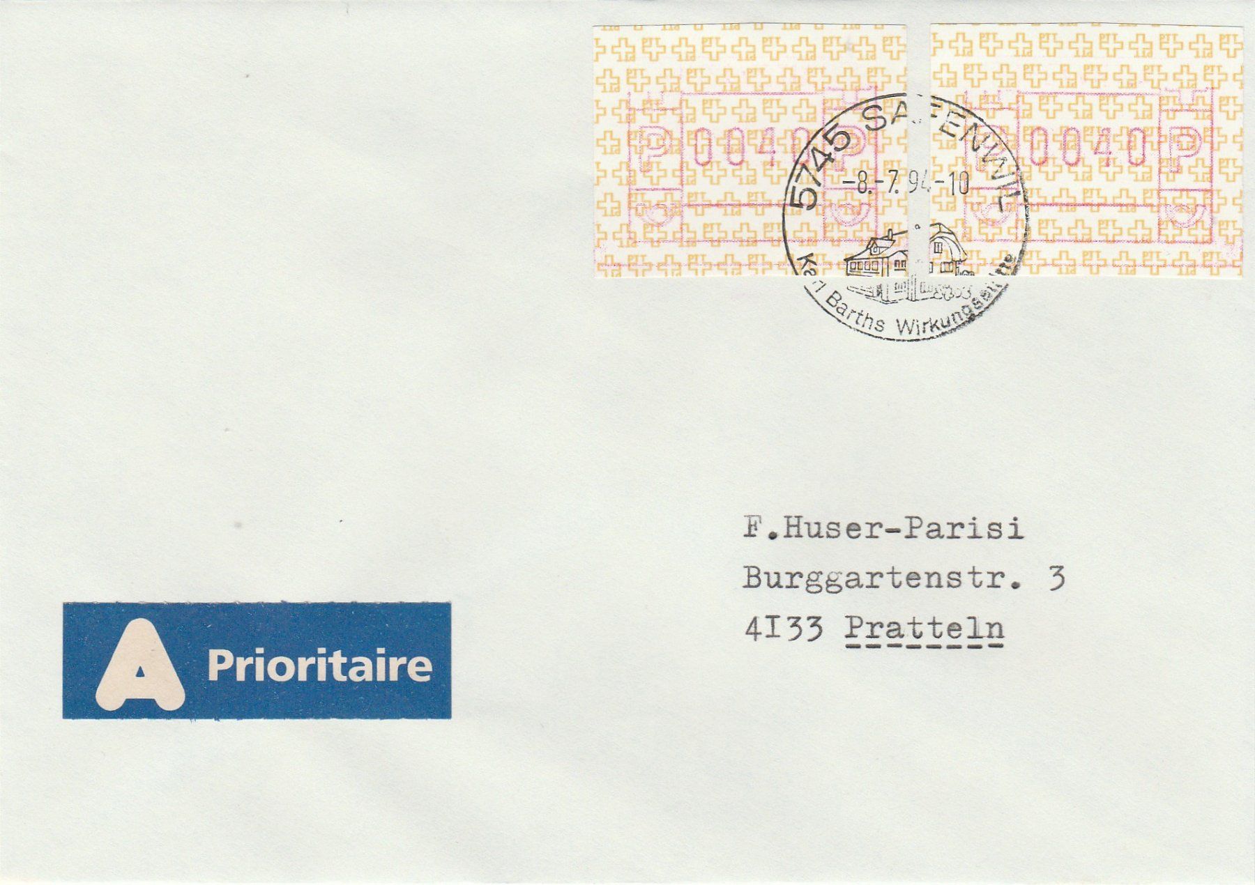Alle Briefmarken: oberer Teil fehlt bei beiden Marken Nr. 8A – Gebraucht aus Oberglatt ZH von Wiedmi6