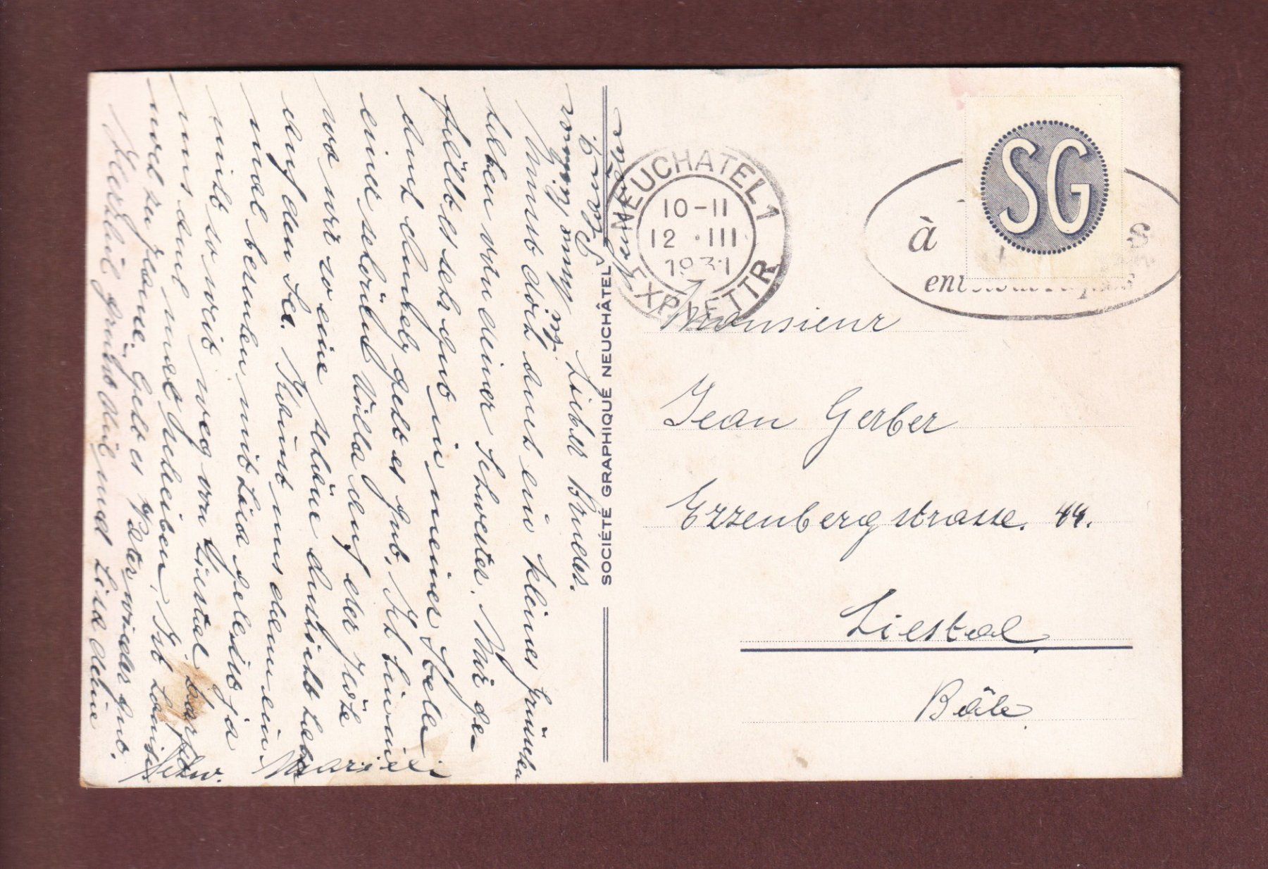 Cartes postales: NEUCHÂTEL - Vue sur l'Evole - 1931 – D'occasion à Pully par nicecards-shop 1