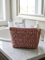 Handmade Quilted Toiletry Bag Owl Print Pink Necessaire NEW