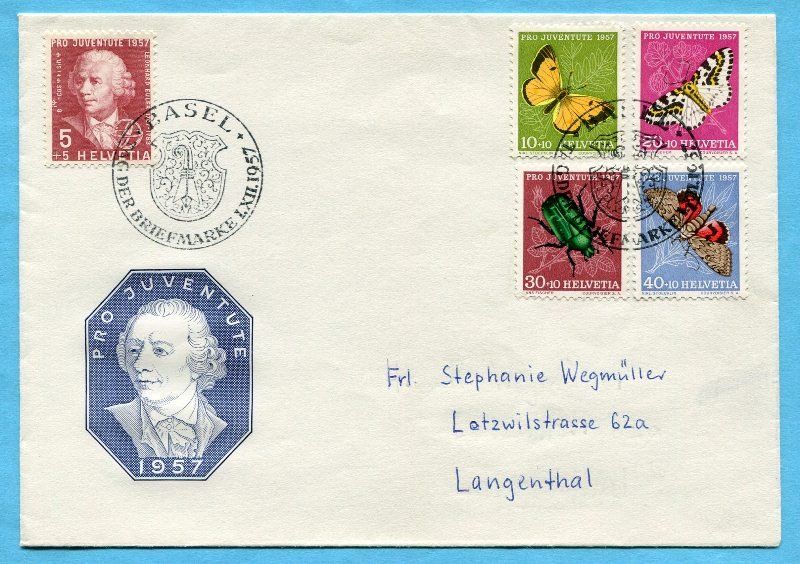 Tutti i francobolli: Satz-Brief Tag der Briefmarke Basel 1957 – Usato da Opfikon venduto da Prophila