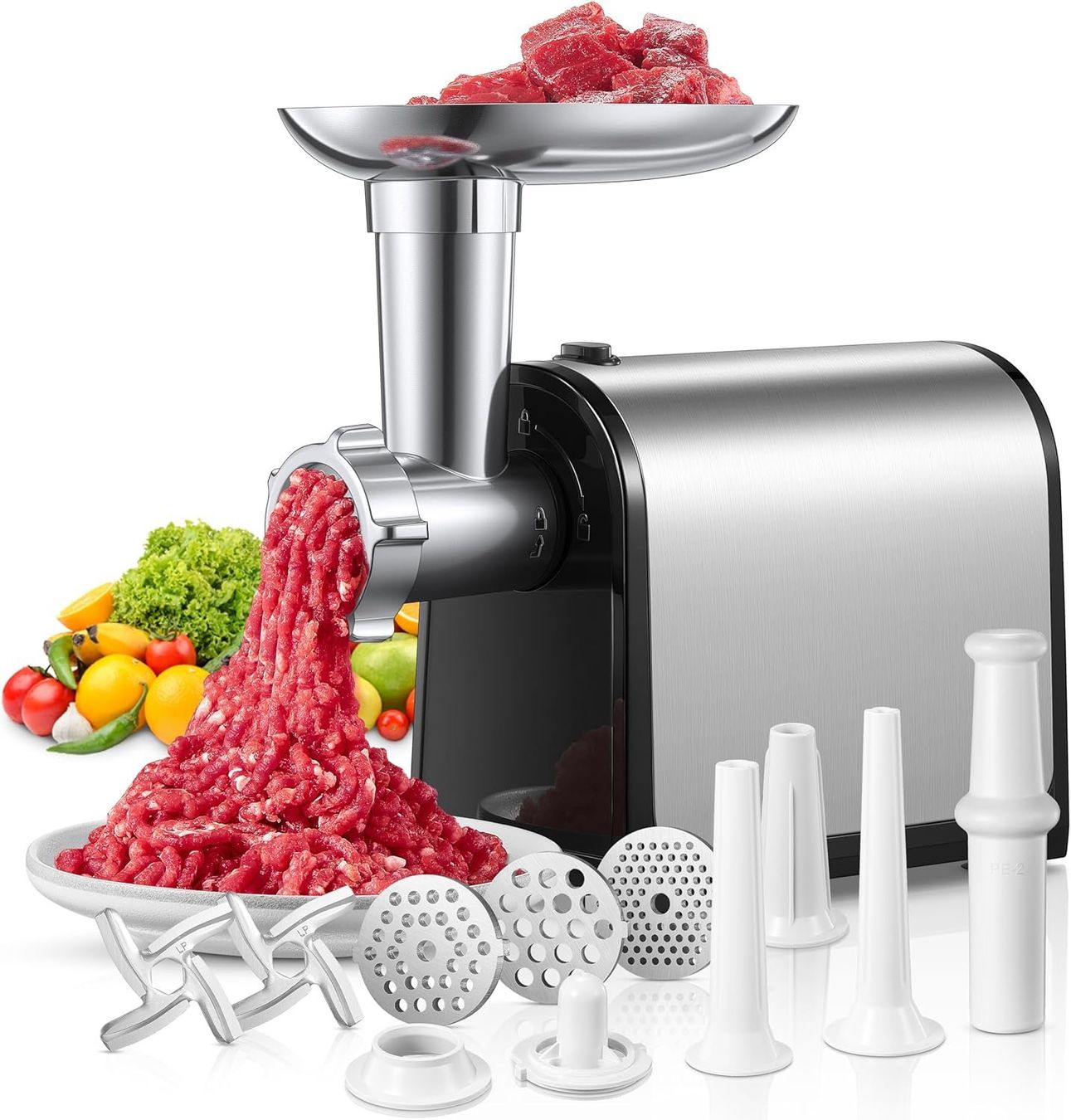 Elettrodomestici da cucina: Elektrisch 3 1 Elektrischer Fleischwolf Wurstfüller Kubbe – Nuovo e nell'imballaggio originale da Hundwil venduto da Mr.Wong