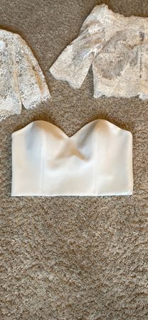 Braut Bustier mit Spitze Jacke, Elfenbein,