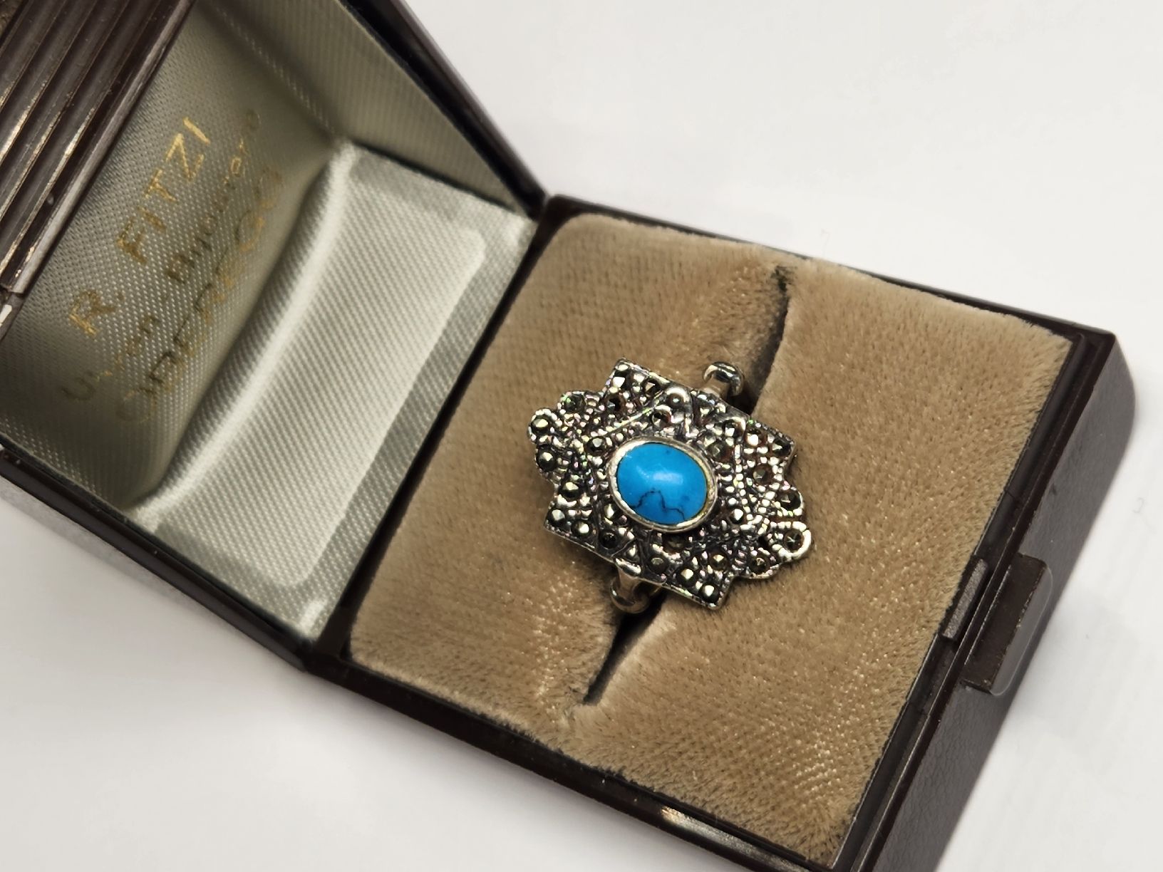 Anelli: Vintage Silber Ring mit Türkis Stein, Grösse 53 – Usato da St. Gallen venduto da GIULESGG 1