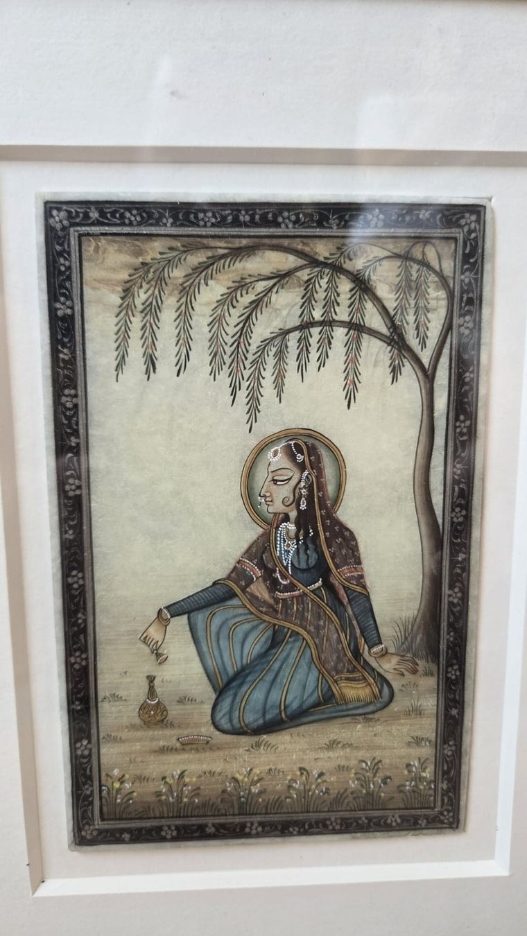 Dipinti: Krishna Miniatur Gemälde, gerahmt, 9.7cmx15cm – Usato da Kriens venduto da Buli1997 3