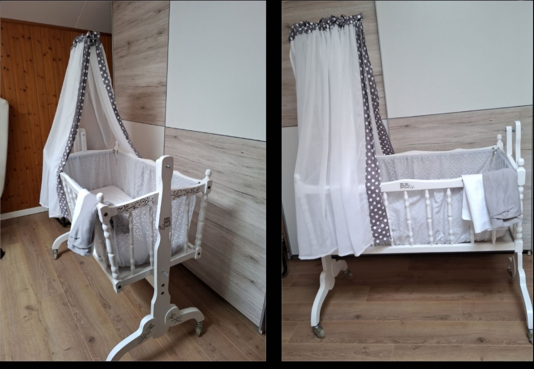 Culle: Babywiege mit Himmel (Eulenmotiv) – Usato da Recherswil venduto da Jevitachiquita