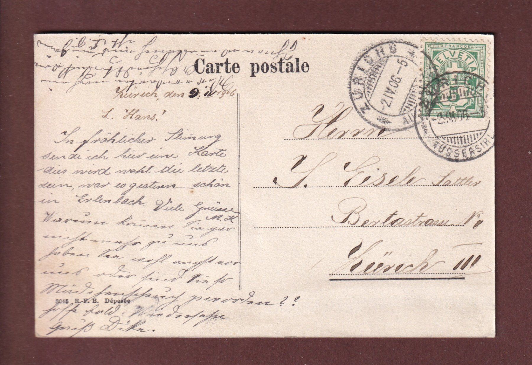 Cartoline postali: Das HÜTTLEIN am Walde - 1906 – Usato da Pully venduto da nicecards 1
