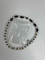 Süsswasserperlenkette schwarz/weiss - Naturstein 925 Silber