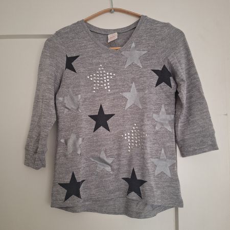 Langarmshirt(10-12 Jahre), Grau, Sterne, für Mädchen