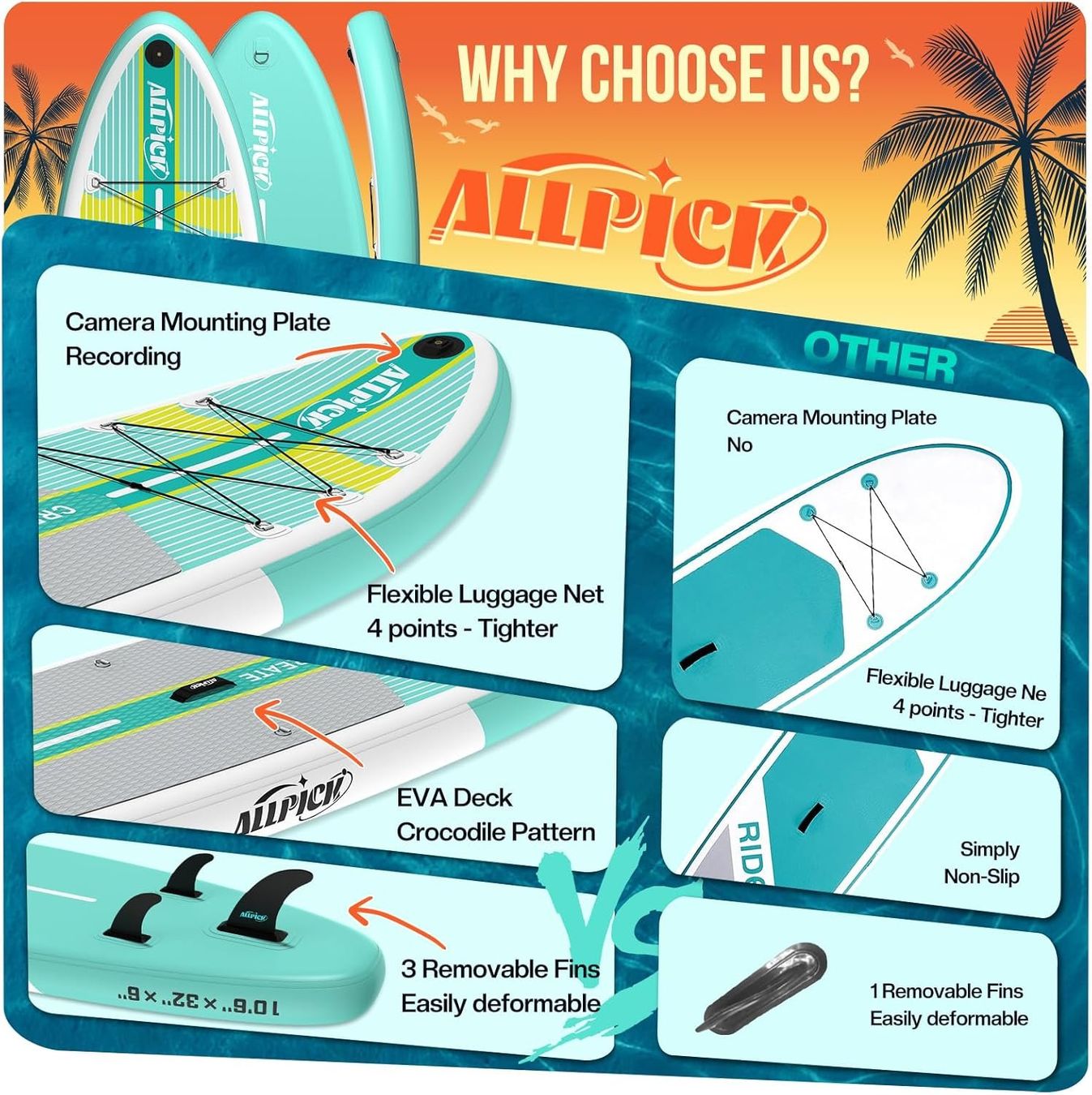 Tavole da surf e di nuoto: SUP Board 320cm aufblasbar Set Paddleboard Stand Up SUP NEU – Nuovo e nell'imballaggio originale da Wittenbach venduto da VELARO 5