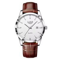 ⌚ Herrenuhr Lederuhr Braun Silber Quarz Elegant NEU