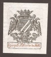 Ex-libris héraldique KRUTTER, J. Georg (†1767). Soleure.