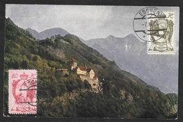 Vaduz Schloss mit schöner vorderseitiger Frankatur 7.9.1920
