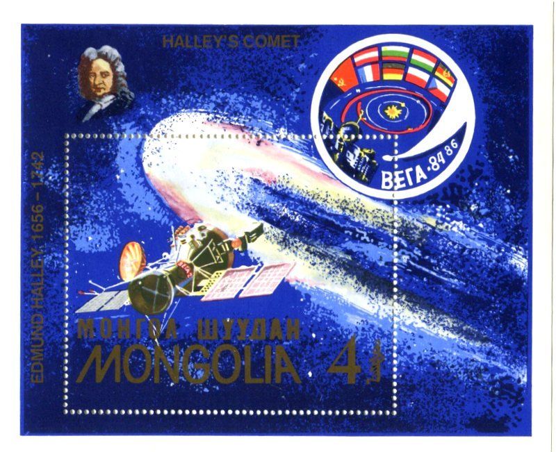 Alle Briefmarken: Block "Komet Halley". Mongolei. – Neu und originalverpackt aus Basel von Butsch5