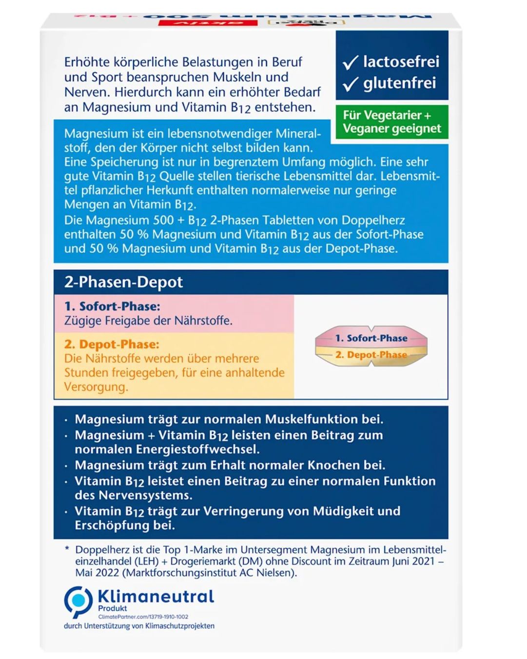Cibi & Specialità: 150 Tabletten Magnesium 500 + B12 2-Phasen Depot – Nuovo e nell'imballaggio originale da Zürich venduto da PW99 2