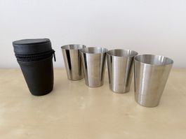 Stainless Steel Cups with Case - Set of 4