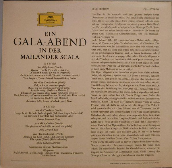 Dischi in vinile: Diverse: Ein Gala-Abend In Der Mailänder Scala LP – Nuovo (secondo la descrizione) da Steinhausen venduto da Vilivinili 1