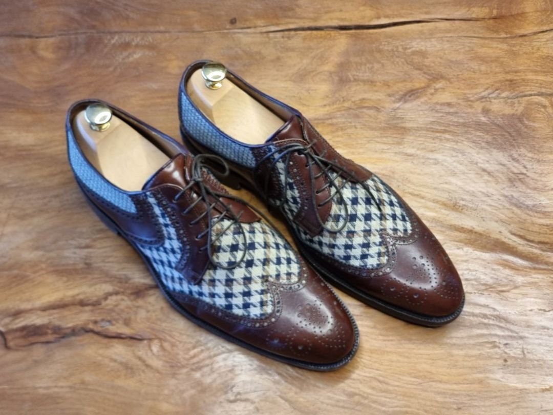 Etro Scarpe da uomo: ETRO Gr.45 Budapester Tweed Braun/Blau – Usato da Walchwil venduto da POLAR