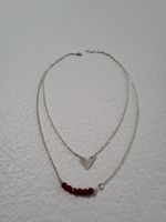 Silberhalskette mit roter Jade handgefertigter Goldschmied
