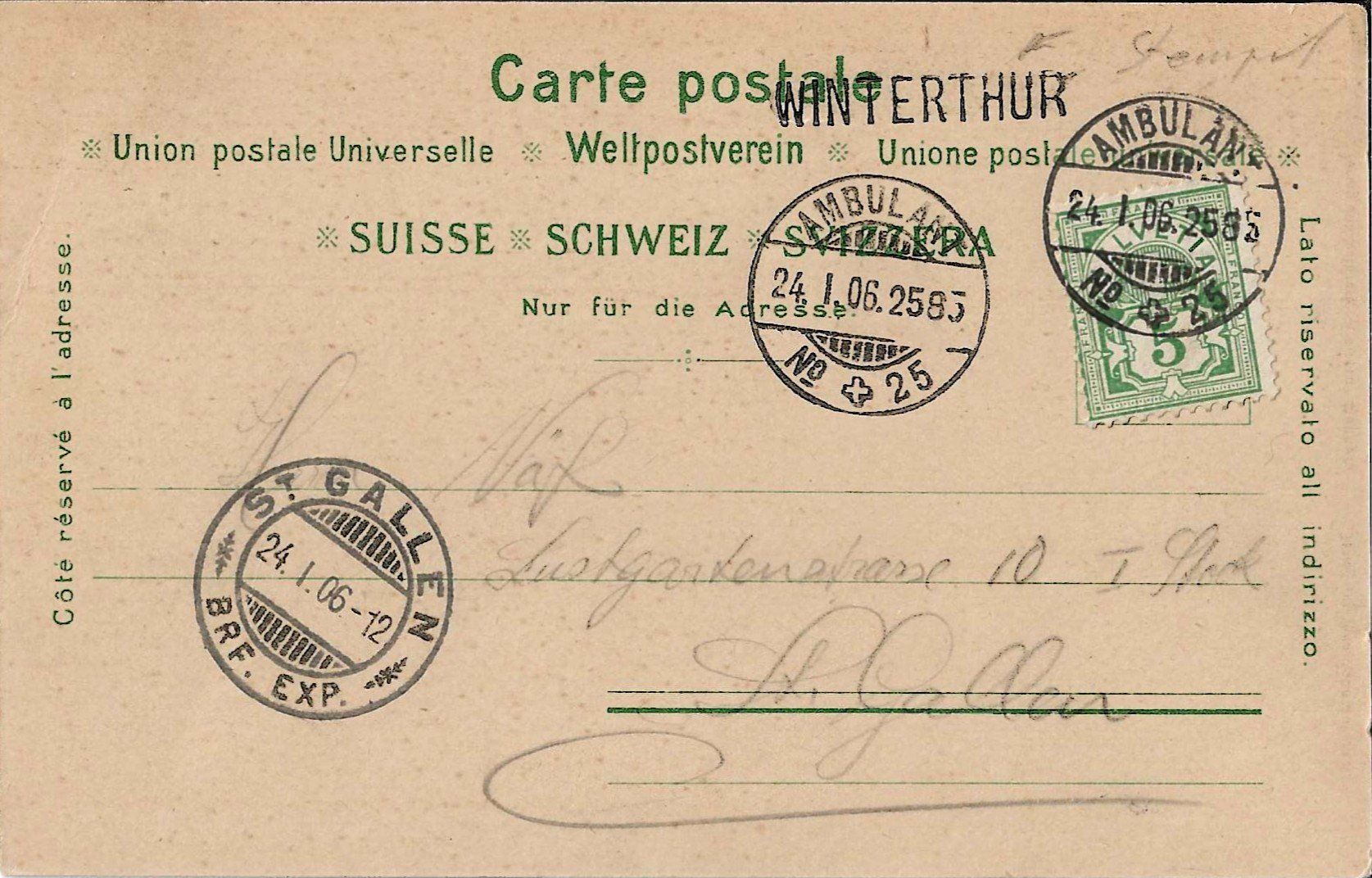 Cartoline postali: Karte Benken 1906 – Usato da Zürich venduto da Philacat11 1
