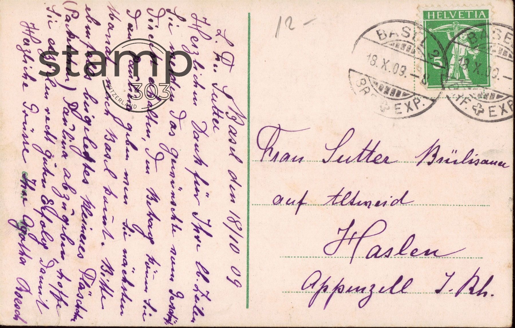 Cartoline postali: 1909 AK Basel Totalansicht – Usato da Eggersriet venduto da stamp303 1