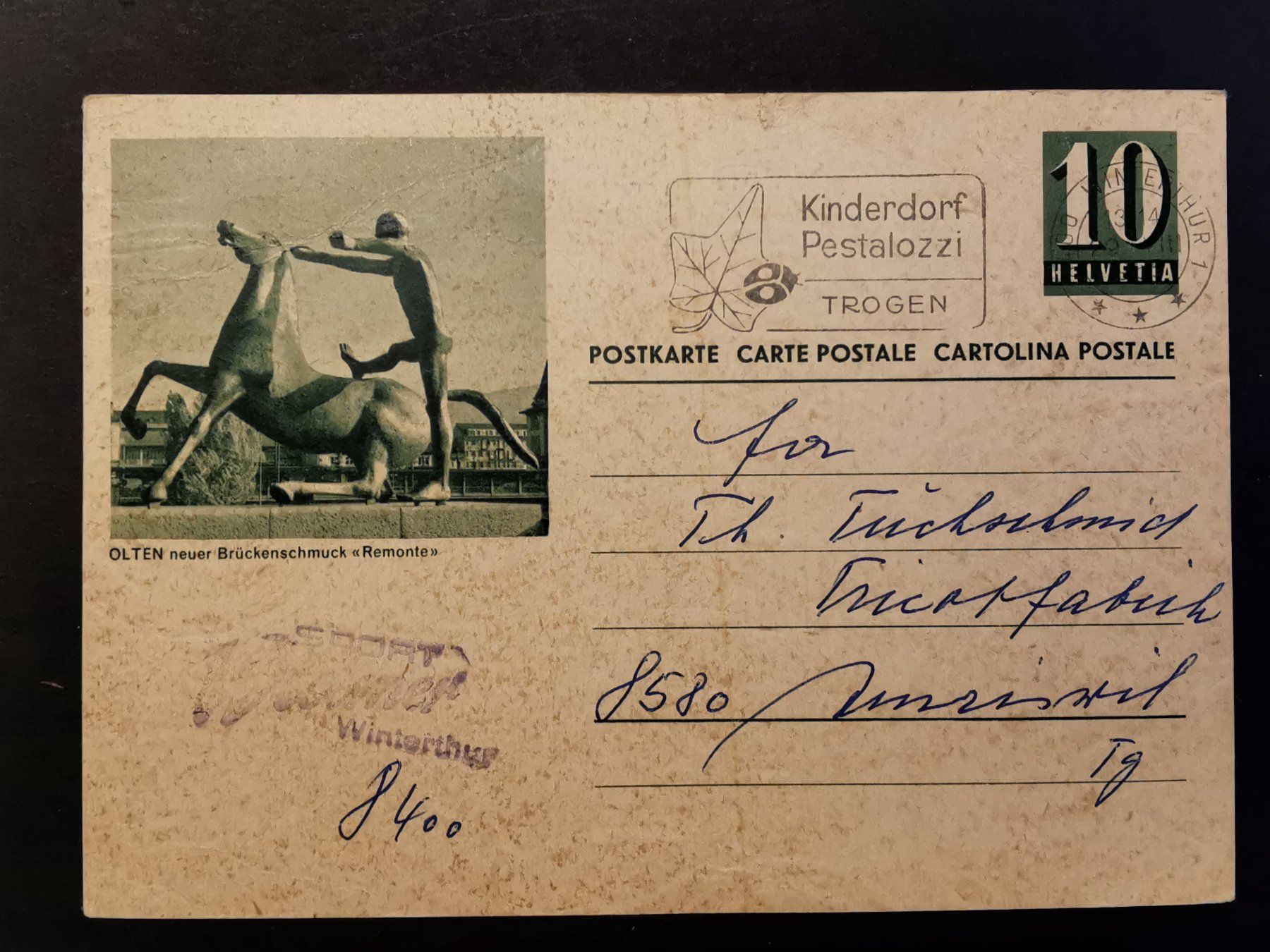 Cartoline postali: Bildpostkarte   Olten   Kunstwerk   1965 – Usato da Rheineck venduto da kat_7gld