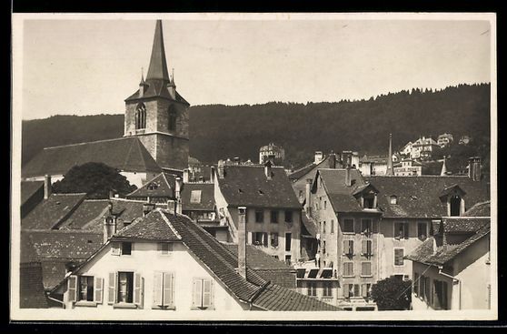 Cartoline postali: AK Biel, Ansicht der Altstadt mit Kirche – Usato da Berlin venduto da bartko-reher