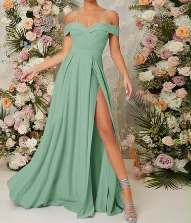 Robe longue vert menthe