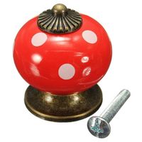 NEUER schöner Möbelknauf rot-weiss Polka dot - 81431
