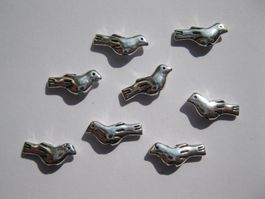12 Metallperlen Vogel