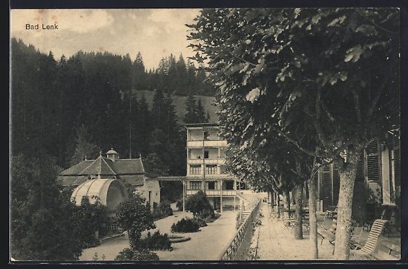 Cartoline postali: AK Bad Lenk, Ortspartie mit Cafe – Usato da Berlin venduto da bartko-reher
