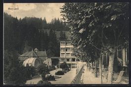 AK Bad Lenk, Ortspartie mit Cafe