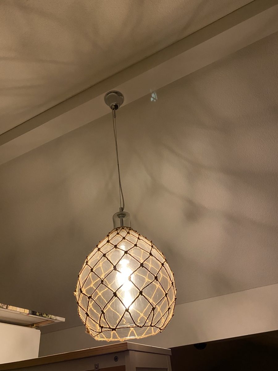 Lampade: Wunderschöne Hängelampe aus Glas mit Jute – Usato da Zürich venduto da pas_j2jx 3