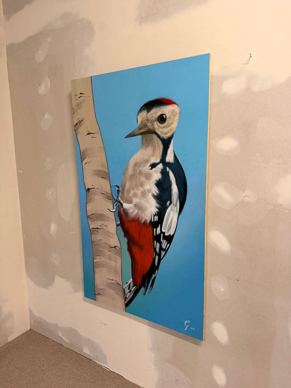 Dipinti: Acryl Bild mit Buntspecht Handgemalt Wandbild Gemälde – Usato da Rickenbach ZH venduto da Der-Insider 2