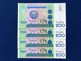 Usbekistan 1997 - 4 x 200 Sum aUNC-UNC